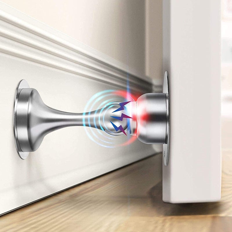 WINONLY Door Stopper, Magnetic Door Stop, Stainless Steel, Magnetic Door Catch, 3M Double-Sided Adhesive Tape, No Drilling, Screws for Stronger Mount, Hold Your Door Open, 1 Pack to Have a Try - Image 1